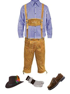 Men's Knie Bundhosen Lederhosen Oktoberfest Bavarian German Outfit